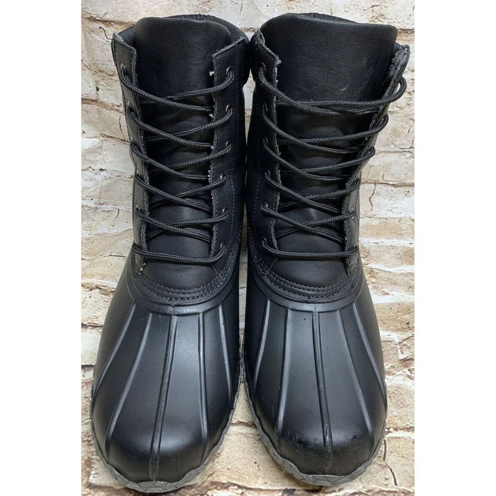 Weatherproof Vintage Men's Adam2 Leather And Man Made Duck Boots. Black Size 12M